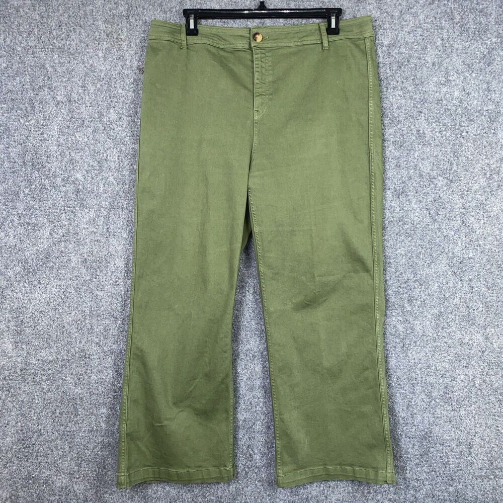 Vineyard Vines Pants Womens Size 33 Green High rise Wide Leg Crop